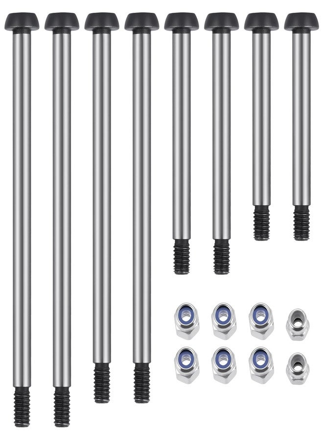 MORFUM 8PCS Polished Steel 1144 Lock-nut Style Hinge-Pin Complete Suspension Pin Set Screw Pins Compatible with 1/10 Traxxa Slash 2WD Hoss Rustler Stampede RC Car Upgrade Replacement Parts - Image 1